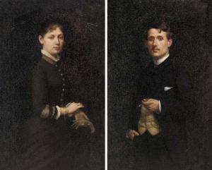 SEVESTRE Jules Marie,Portait of a elegant lady, three-quarter-length, i,1883,Christie's 2002-03-21