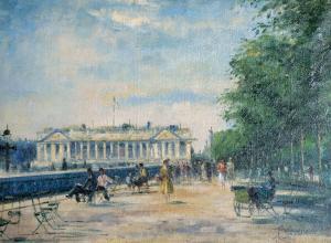 SEVILLE R 1900,Figures on a Path, a Palace in the distance,John Nicholson GB 2014-07-09