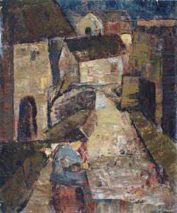 SEWALL Howard 1899-1975,Townscape with Seated Figure,1975,Barridoff Auctions US 2016-10-28