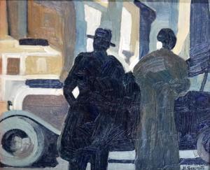 SEWALL Howard,Untitled (Street Scene with Figures and Automobile,Clars Auction Gallery 2020-06-14