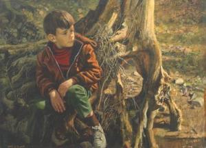 SEWARD James,Young boy resting on a tree stump,Aspire Auction US 2013-09-21
