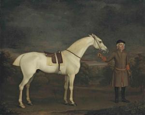 SEYMOUR James 1702-1752,A saddled grey thoroughbred held by a groom, in a ,Christie's GB 2011-07-05