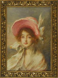 SEZILLE auguste fred pierre 1867,Portrait of a girl in a pink bonnet,Eldred's US 2011-06-29