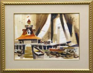 SHACKELFORD Bud 1918,Sailboats Docking at the Boathouse,Clars Auction Gallery US 2007-10-06