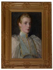 SHACKLETON William,A portrait of a young woman wearing a white and bl,Anderson & Garland 2020-07-15