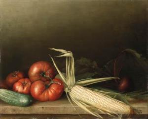 SHAFER Simon P,Still Life with Tomatoes, Corn, Cucumber and a Rad,1899,Christie's 1999-05-05