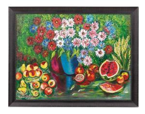 SHAHENIAN Elizabeth,Still Life with Flowers, Fruits and Watermelon,New Orleans Auction 2016-10-16