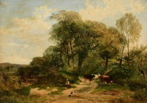 SHALDERS George,a figure and his dog with cattle on a country trac,John Nicholson 2024-01-24