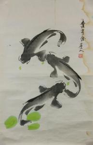 SHANREN Zhuang,three catfish swimming in pond,20th century,888auctions CA 2019-09-12