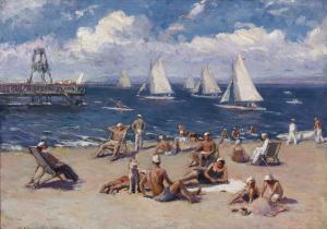 SHAPOSHNIKOV Boris 1890-1956,Beach Scene with Sailboats,1950,Heritage US 2008-11-14