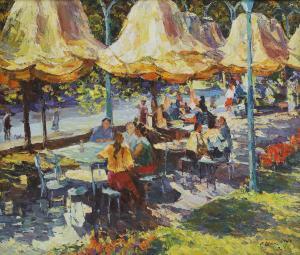 SHAPOVALOV Sergei 1948,At the cafe in summer,2004,Sworders GB 2023-10-17