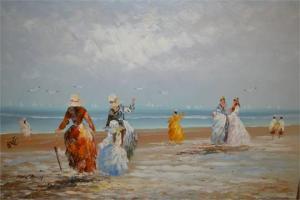 SHARLOT Marie,Victorian ladies in a beach scene,Lawrences of Bletchingley GB 2015-07-21