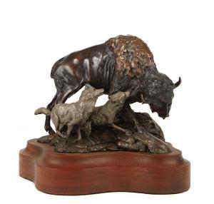 SHARP DEACON Deroy 1900-1900,Bison and wolves bronze,Bonhams GB 2011-07-24