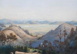 SHARPE Alfred 1830-1912,View of Mangatawhiri Swamp from Pokeno - Koheroa P,Webb's NZ 2023-05-15