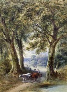 SHARPE LAWSON,Drover with Cattle in Woodland,Keys GB 2011-06-10