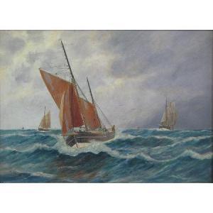 SHARPIN 1900-1900,Sailing boats on choppy seas with figures,Dee, Atkinson & Harrison GB 2012-02-17