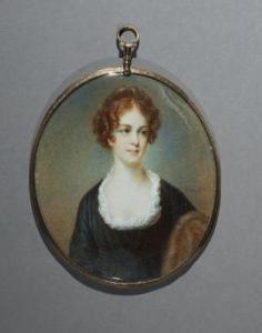 SHARPLES Ellen Wallace 1769-1849,Portrait de jeune femme en robe de velours noi,Binoche et Giquello 2021-12-14