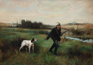 Sharvin Jacob Vasilievich,Russian autumn landscape with a hunter and,1878,Bruun Rasmussen 2017-12-04