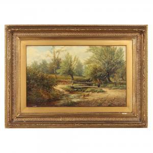 SHAW CHARLES LEAVER 1853-1903,Rustic Landscape with Figure,1880,Leland Little US 2022-01-06