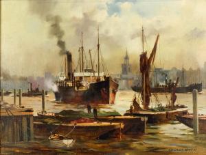 SHAW George 1929-1989,Port shipping scene,Canterbury Auction GB 2019-10-01