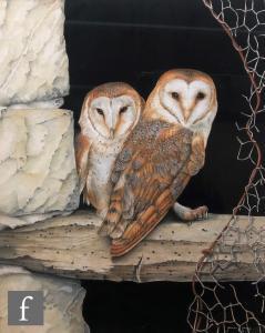 SHAW JOHN G,A pair of barn owls on a perch,Fieldings Auctioneers Limited GB 2022-04-21