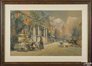 SHAW Robert 1859-1912,City street scene,1909,Pook & Pook US 2015-04-24