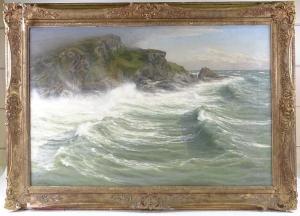 SHAW Walter 1851-1933,storm swept Devon coast,1891,Burstow and Hewett GB 2020-09-16