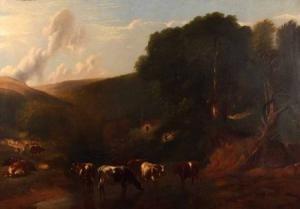 SHAYER Henry # Charles 1800-1900,Cattle Watering in a Valley Landscape,Keys GB 2009-03-12