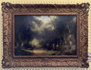 SHAYER Jnr. William 1811-1892,a wooded lane, with figures and horses,Charterhouse GB 2024-04-05