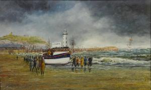 SHEADER Robert 1900,Scarborough Lifeboat Launching out to ,20th century,David Duggleby Limited 2018-05-18
