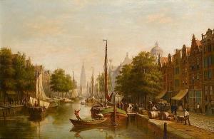 Shearbom Andrew 1832-1880,Canal scene, Amsterdam,1869,Sotheby's GB 2007-03-27