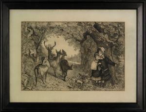 SHEARER Christopher H 1840-1926,girls in a forest with deer,Pook & Pook US 2006-03-24