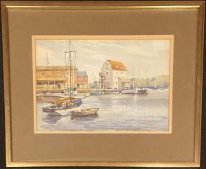 SHELDON Harry 1923-2002,Tide Mill - Two Boats,Bamfords Auctioneers and Valuers GB 2022-09-07