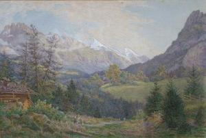 SHELLEY Arthur 1841-1902,Figures before snow-capped mountains.,1879,David Lay GB 2009-04-02