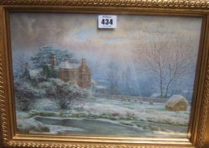 SHELLEY Arthur 1841-1902,Sheep grazing in the snow before a counrty h,Bellmans Fine Art Auctioneers 2010-10-06