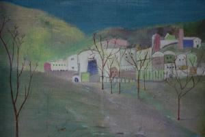 SHELLIM Maurice 1915-2009,Landscape depicting buildings nestled amongst hill,Criterion GB 2022-07-13