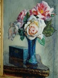 SHELLY Frank,A still life of roses in a vase on a table,1922,Bonhams GB 2004-01-13
