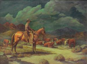 shelton Harris 1896-1976,Cowboy on Horseback,Clars Auction Gallery US 2019-12-14