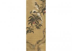 SHEN Nanpin 1682-1758,Peach and bird,Mainichi Auction JP 2018-05-18