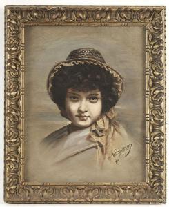 SHENTON Annie F 1800-1900,Jeune fille au chapeau,1894,Tradart Deauville FR 2020-02-16