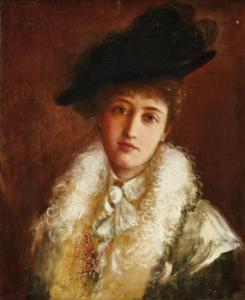 SHENTON Annie F 1800-1900,Portrait d'élégante au chapeau,1999,Aguttes FR 2012-06-26