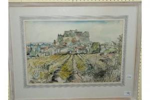 SHEPHARD Rupert,A view of a vineyard with a town in the distance,1957,Charterhouse 2015-04-24