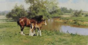 SHEPHERD David 1931-2017,A Pony and Foal by a river,Brightwells GB 2016-01-20