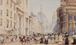 SHEPHERD George 1782-1830,Ludgate Hill and St Paul's Cathedral,1828,Mallams GB 2017-03-16