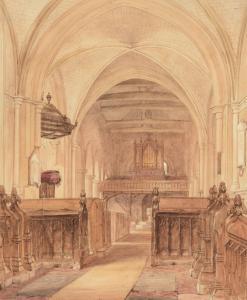 SHEPHERD George Sidney,View of the interior of Minster-in-Thanet, Kent,Dreweatts 2015-02-24