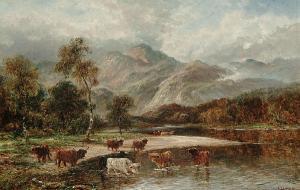 SHEPHERD Lewis H,Highland Cattle watering in a landscape,Bonhams GB 2004-09-14