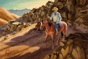SHEPPARD CRAIG 1942-1900,Cowboy on Horseback in the Mountains,1975,Heritage US 2012-11-10
