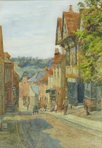 Sheppard Dale Henry 1852-1921,a West country hillside town scen,1902,Batemans Auctioneers & Valuers 2019-12-07