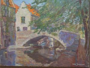 SHEPPARD Faith 1920-2004,By a Canal Bridge, Bruges,Brightwells GB 2017-07-26