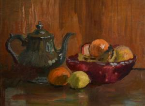 SHEPPARD Faith 1920-2004,still life study of mixed fruit and a teapot,John Nicholson GB 2021-01-20